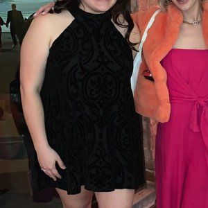 Velvet High-Neck Shift Dress